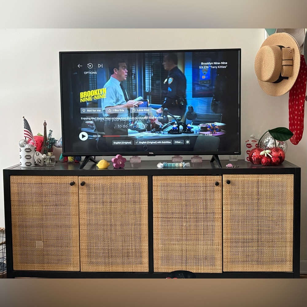 Pick up only - Black and Tan Media Console + Roku 43 inch TV